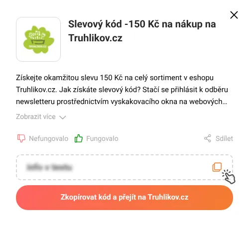 Návod jak zkopírovat slevový kód Truhlikov.cz