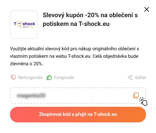 Návod jak zkopírovat slevový kód T-shock.eu