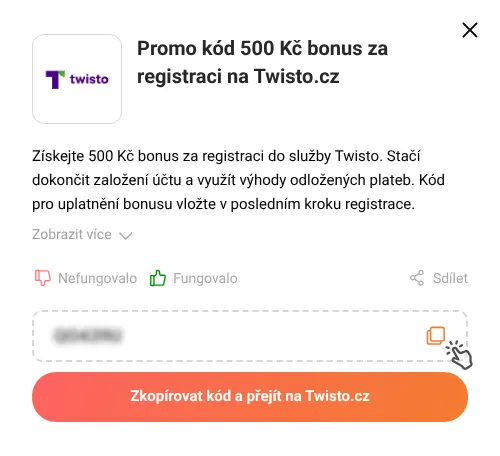 Návod jak zkopírovat promo kód Twisto.cz