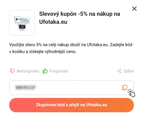 Návod jak zkopírovat slevový kód Ufotaka.eu