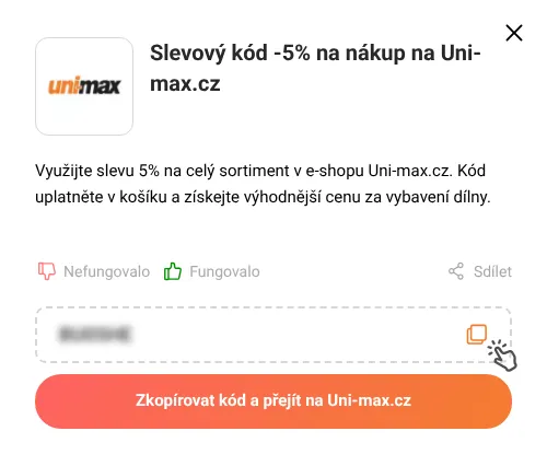 Návod jak zkopírovat slevový kupón Uni-max.cz