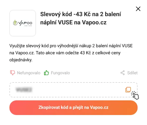 Návod jak zkopírovat slevový kupón Vapoo.cz