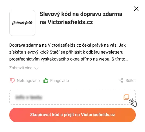 Návod jak zkopírovat slevový kupón Victoriasfields.cz