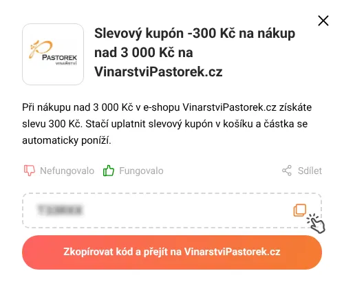 Návod jak zkopírovat slevový kupón VinarstviPastorek.cz