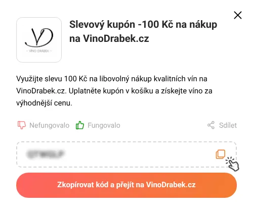 Návod jak zkopírovat slevový kupón VinoDrabek.cz