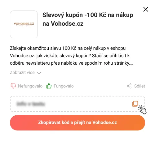 Návod jak zkopírovat slevový kupón Vohodse.cz