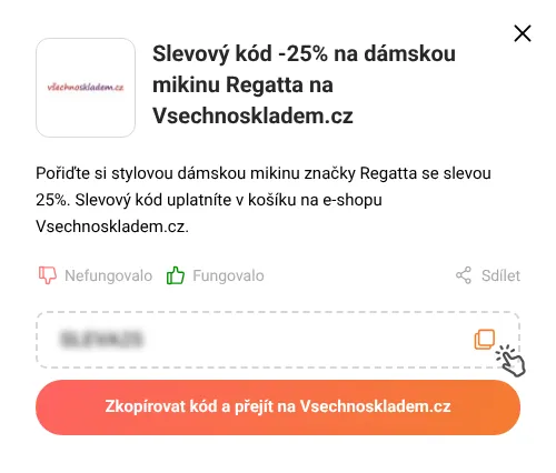 Návod jak zkopírovat slevový kód Vsechnoskladem.cz