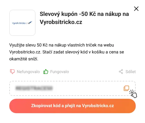 Návod jak zkopírovat slevový kód Vyrobsitricko.cz