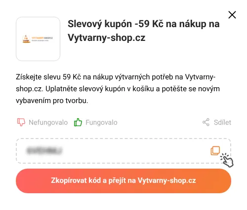 Návod jak zkopírovat slevový kód Vytvarny-shop.cz