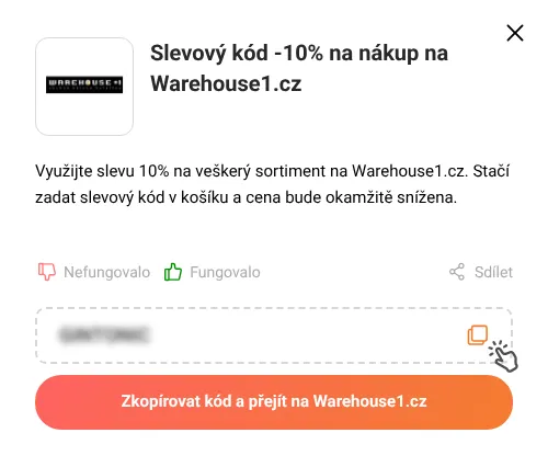 Návod jak zkopírovat slevový poukaz Warehouse1.cz