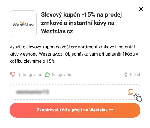 Návod jak zkopírovat slevový kód Westslav.cz