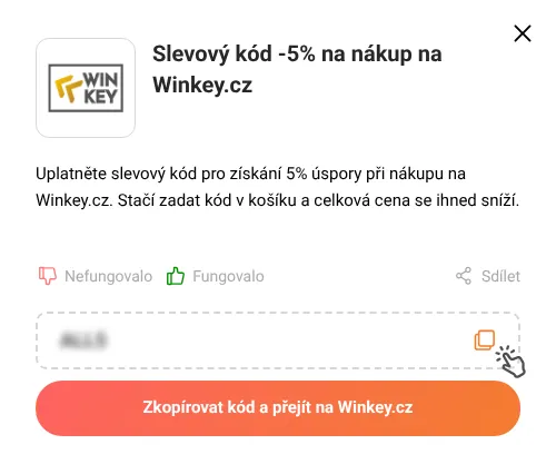 Návod jak zkopírovat slevový kupón Winkey.cz