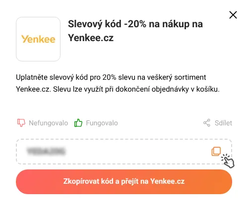 Návod jak zkopírovat slevový kód Yenkee.cz