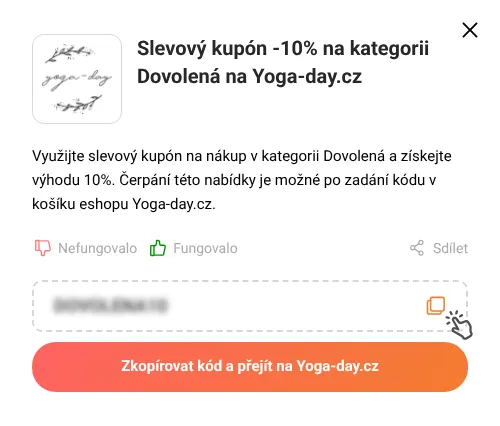 Návod jak zkopírovat slevový kupón Yoga-day.cz