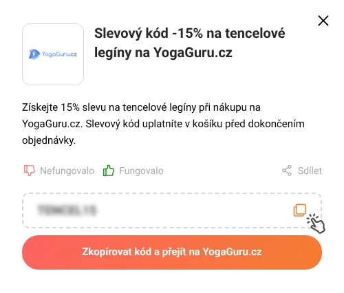 Návod jak zkopírovat slevový kód YogaGuru.cz