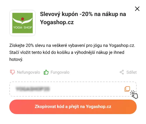 Návod jak zkopírovat slevový kupón Yogashop.cz