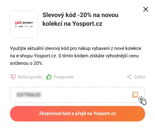 Návod jak zkopírovat slevový kupón Yosport.cz