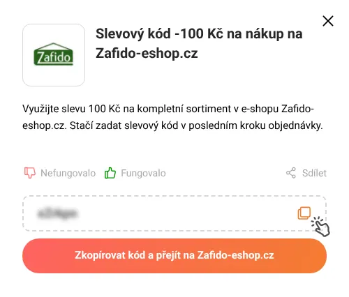 Návod jak zkopírovat slevový kód Zafido-eshop.cz
