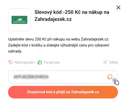 Návod jak zkopírovat slevový kupón Zahradajezek.cz