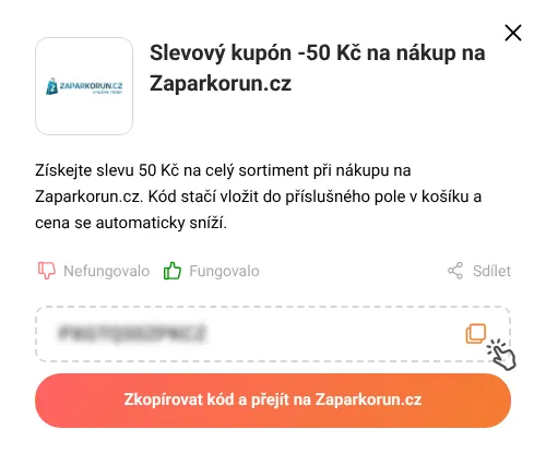Návod jak zkopírovat slevový kupón Zaparkorun.cz
