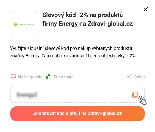 Návod jak zkopírovat slevový kód Zdravi-global.cz