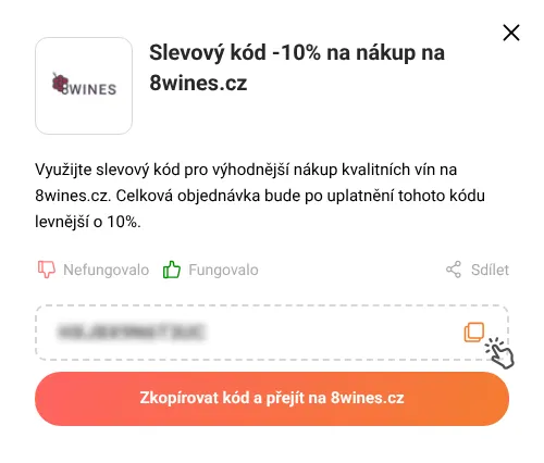 Návod jak zkopírovat slevový kód 8wines.cz