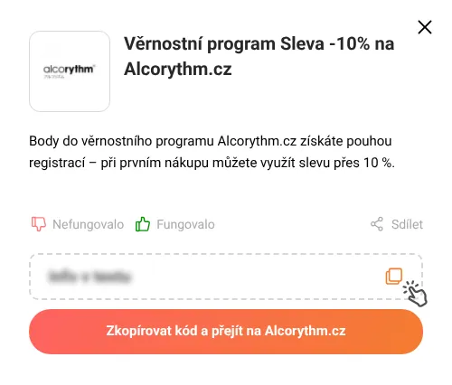 Návod jak zkopírovat slevový kód Alcorythm.cz