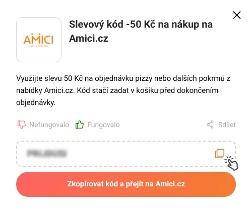 Návod jak zkopírovat slevový kód Amici.cz