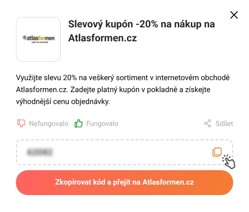 Návod jak zkopírovat promo kód Atlasformen.cz