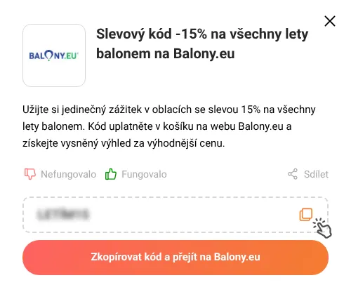 Návod jak zkopírovat slevový kód Balony.eu