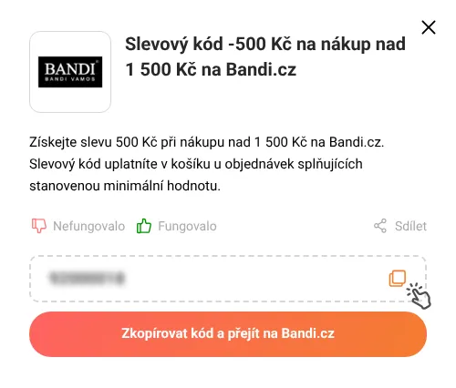 Návod jak zkopírovat slevový kód Bandi.cz