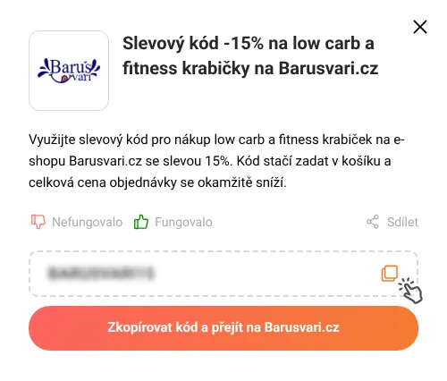 Návod jak zkopírovat slevový kód Barusvari.cz