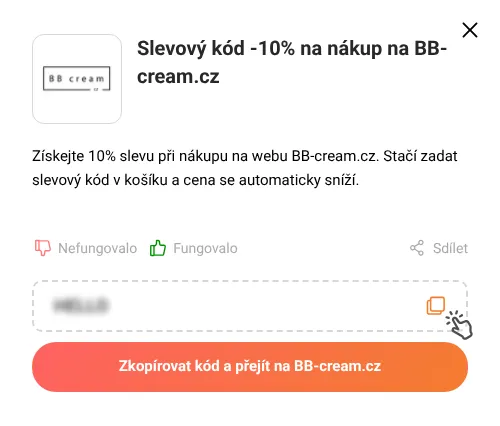 Návod jak zkopírovat slevový kupón BB-cream.cz
