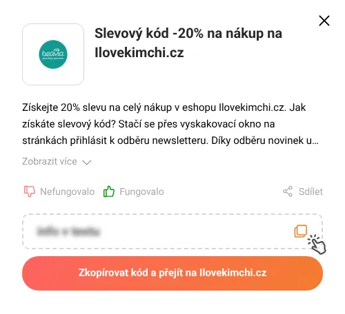 Návod jak zkopírovat slevový kupón Ilovekimchi.cz