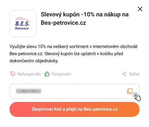 Návod jak zkopírovat slevový kód Bes-petrovice.cz