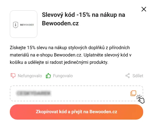 Návod jak zkopírovat slevový kód Bewooden.cz