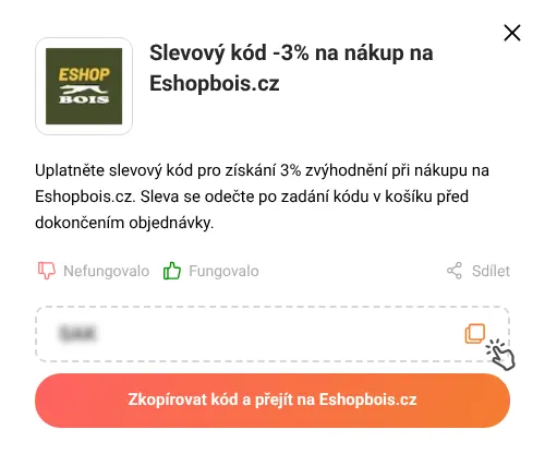 Návod jak zkopírovat slevový kupón Eshopbois.cz