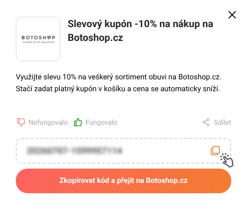 Návod jak zkopírovat slevový kód Botoshop.cz