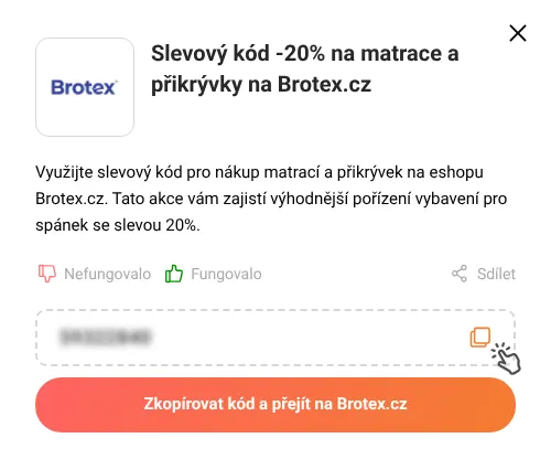 Návod jak zkopírovat slevový kód Brotex.cz