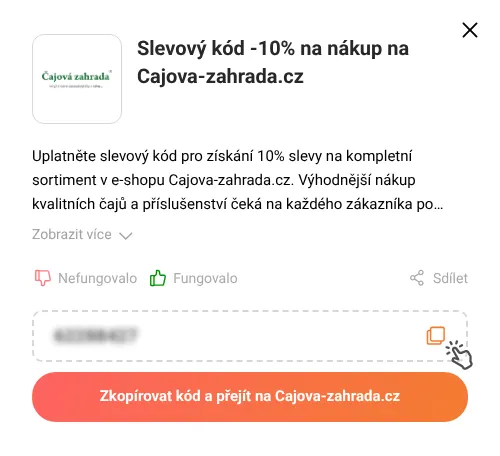Návod jak zkopírovat slevový kupón Cajova-zahrada.cz
