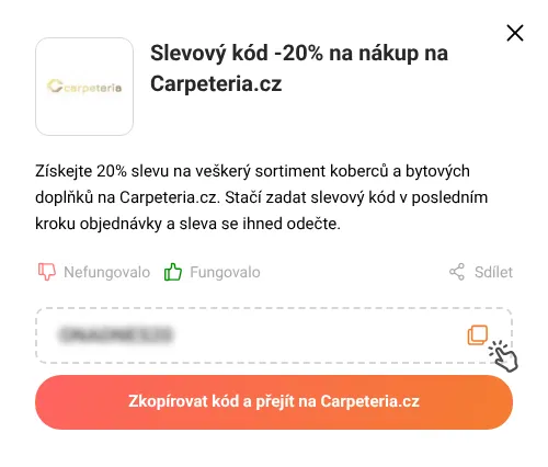 Návod jak zkopírovat slevový kupón Carpeteria.cz