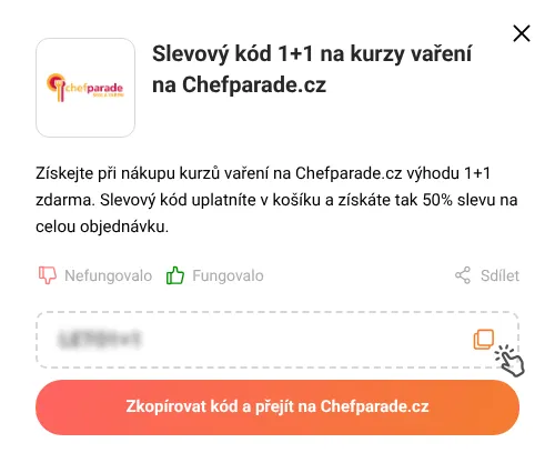Návod jak zkopírovat slevový kód Chefparade.cz