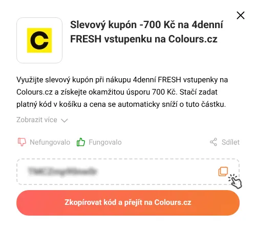 Návod jak zkopírovat slevový kód Colours.cz