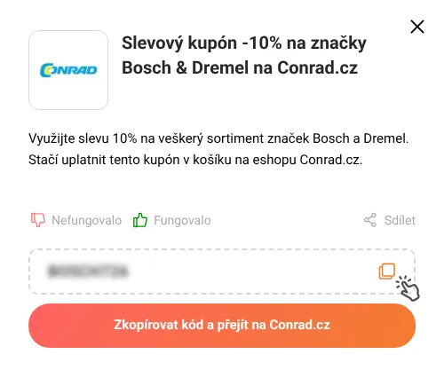 Návod jak zkopírovat slevový kód Conrad.cz