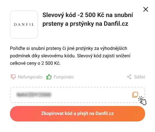Návod jak zkopírovat slevový kód Danfil.cz