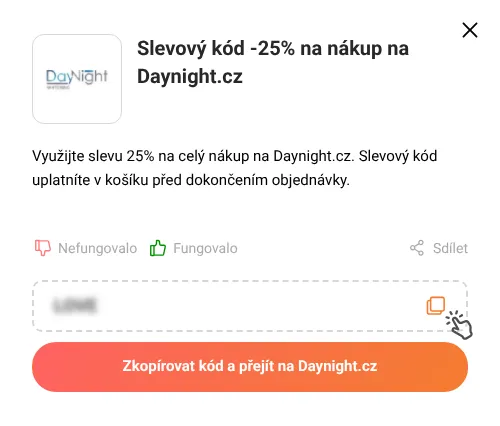 Návod jak zkopírovat slevový kód Daynight.cz