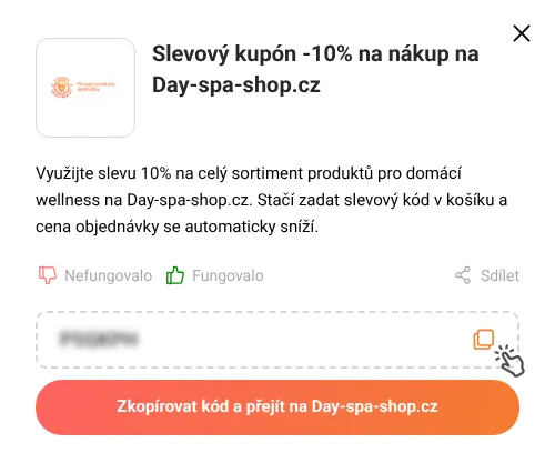 Návod jak zkopírovat slevový kupón Day-spa-shop.cz