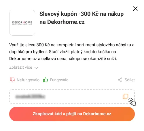 Návod jak zkopírovat slevový kupón Dekorhome.cz