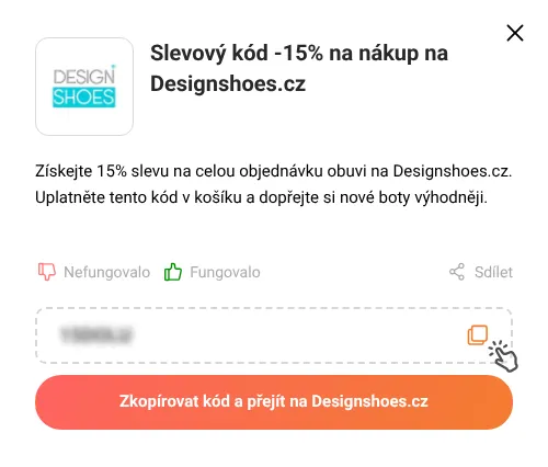 Návod jak zkopírovat slevový kód Designshoes.cz