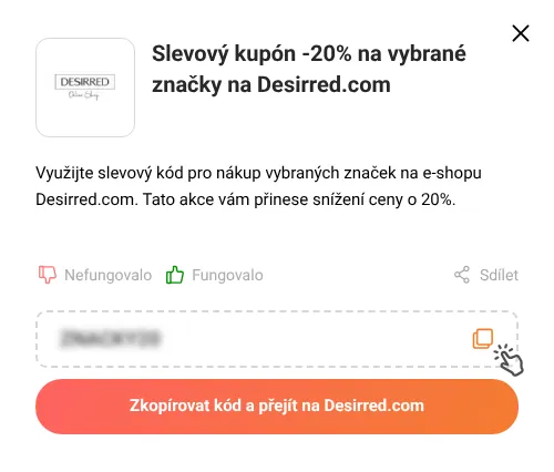 Návod jak zkopírovat slevový kód Desirred.com
